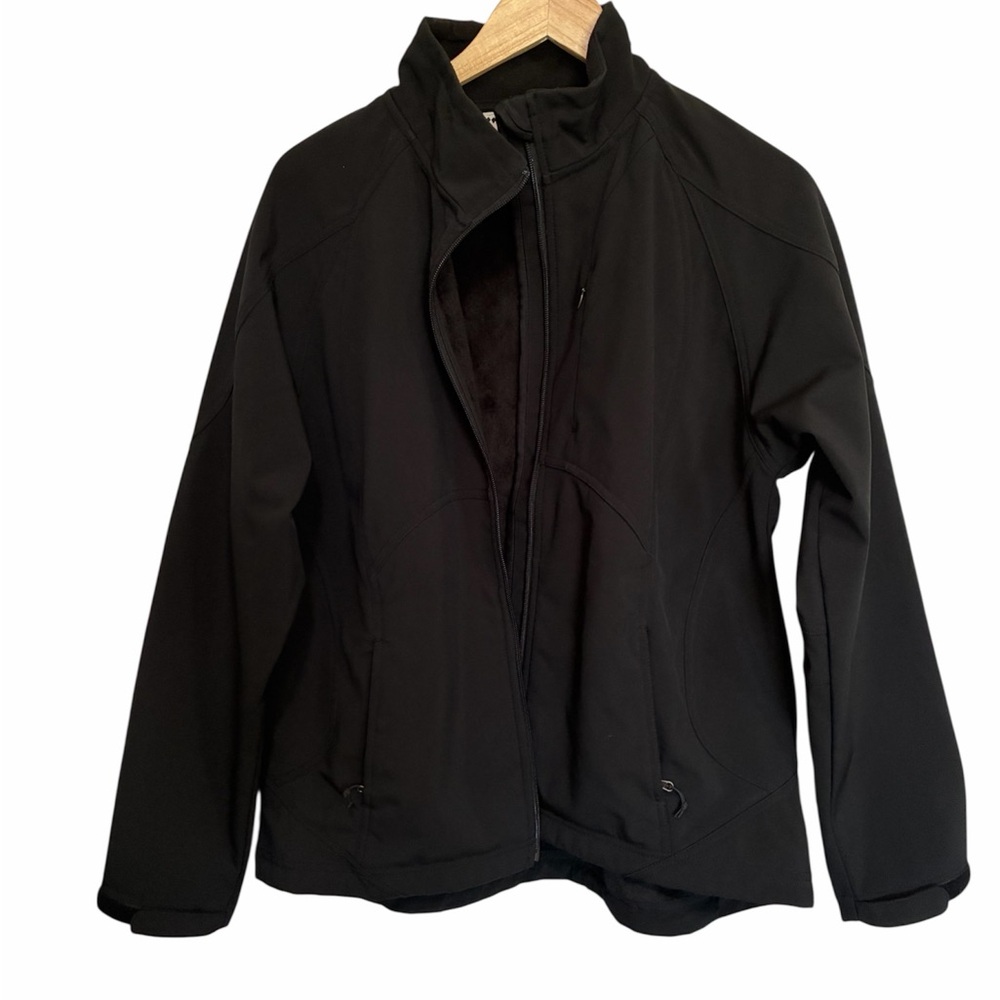 Double Diamond Softshell Full Zip Jacket Size Small Womens Black Solid XL